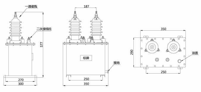 JDJ 3 6 10 12 Oil Immersed Voltage Transformer outline 1