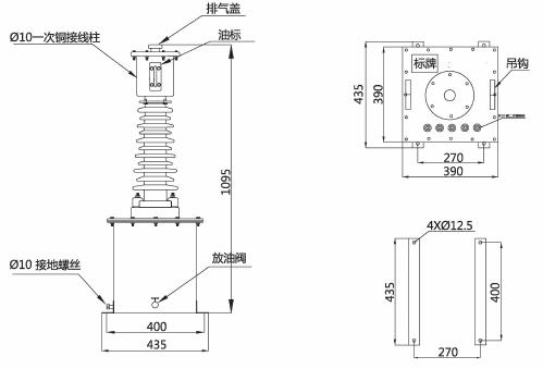 JDJ2-35, JDJJ2-35 single-phase outdoor oil-immersed potential transformer Thomas Electric JDJ2 JDJJ2 35 Outdoor Oil Immersed Single Phase Voltage Transformer outline 2 1