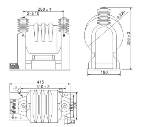 JDZC-3/6/10KV semi-enclosed epoxy resin cast voltage transformer Thomas Electric JDZC 3.6.10 Cast Epoxy Resin Voltage Transformers 2500 3000VA