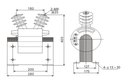 JDZC-3/6/10KV semi-enclosed epoxy resin cast voltage transformer Thomas Electric JDZC 3.6.10 Cast Epoxy Resin Voltage Transformers 800 1200VA