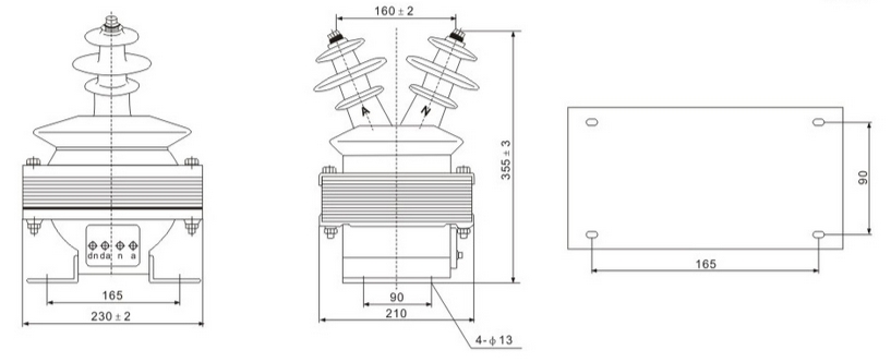 JDZJ 3.6.10W Single Phase Cast Epoxy Resin Voltage Transformers outline