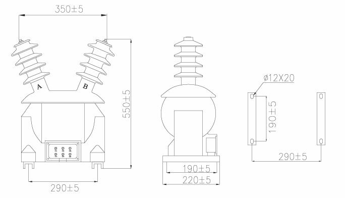 JDZW1.2 20KV outdoor Epoxy Resin Voltage Transformers dimension
