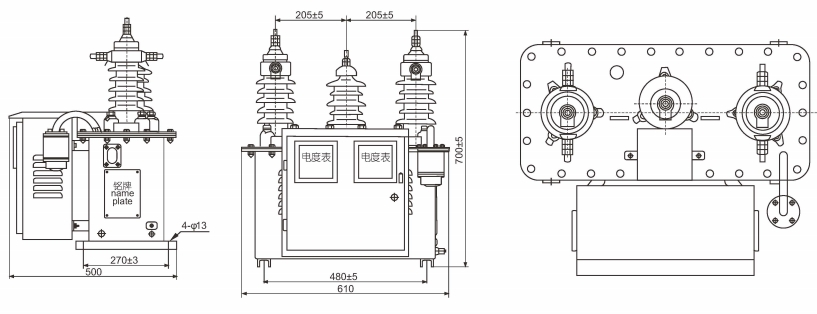 JLS-6, JLS-10KV oil-immersed combined transformers, three-phase outdoor Thomas Electric JLSW3 10 Outdoor Oil Immersed Combined Transformer outline installation