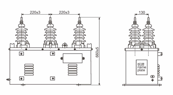 JLSZW 10 Outdoor Dry Type three phase Combined Transformer epoxy resin insulation outline
