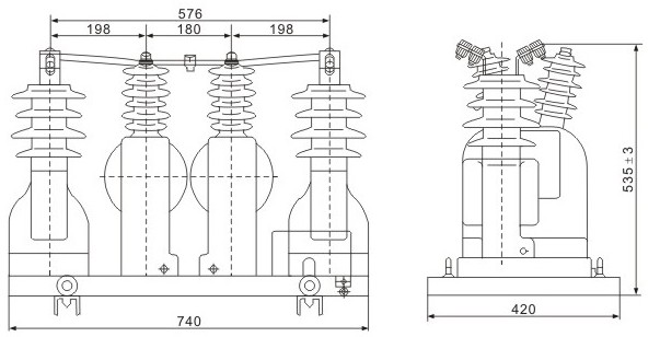 JLSZW transformador de instrumentos combinado de resina epoxi exterior Thomas Electric JLSZW Outdoor Epoxy Resin Cast Combined Transformer outline installation 1