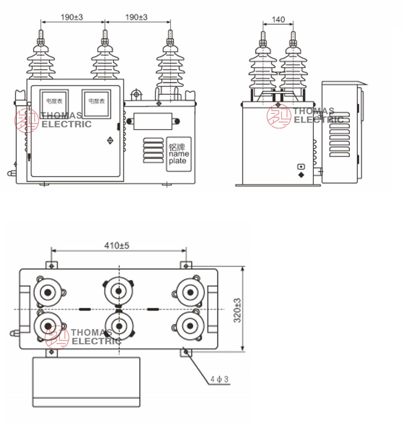 JLSZW3-10KV Outdoor Epoxy Resin Combined Transformer (three-phase ) Thomas Electric JLSZW3 10 Outdoor Dry Type Combined Transformer Epoxy Resin Insulation outline