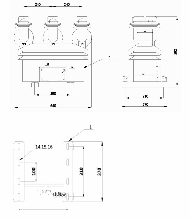 JLSZY 10 Three Phase Dry Type Outdoor Combined Transformer outline 1