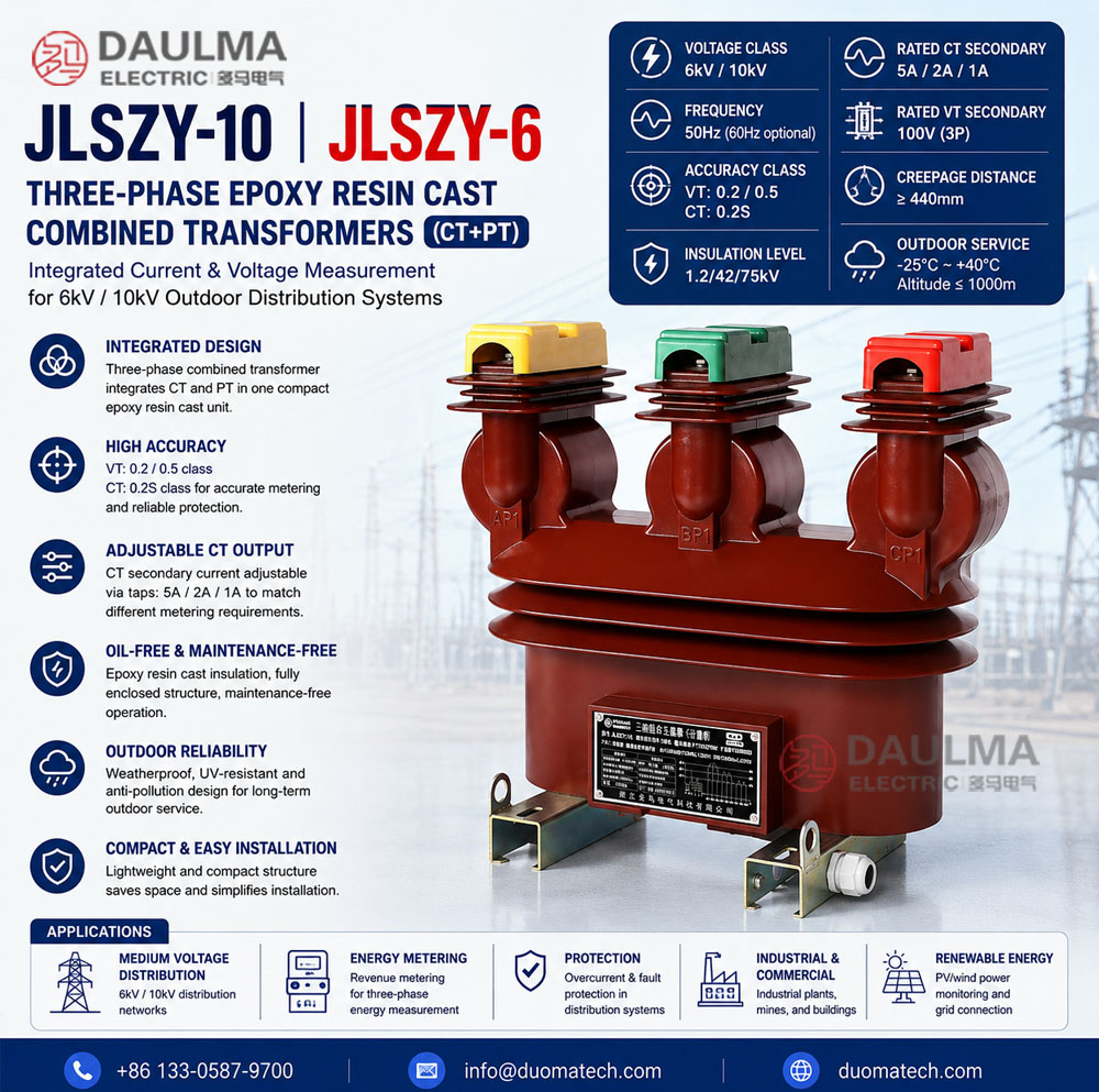 JLSZY-10, JLSZY-6 epoxy resin cast combined transformers three-phase CT+PT Thomas Electric JLSZY 10
