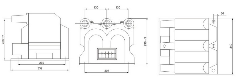 JSZV12 10R indoor Fully enclosed epoxy resin Combined Voltage Transformer outline installation