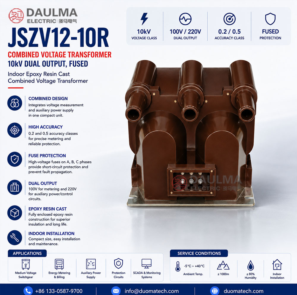 JSZV12-10R Gekombineerde Spanningtransformator, 10kV Dubbele Uitset, Met Sekering Thomas Electric JSZV12 10R