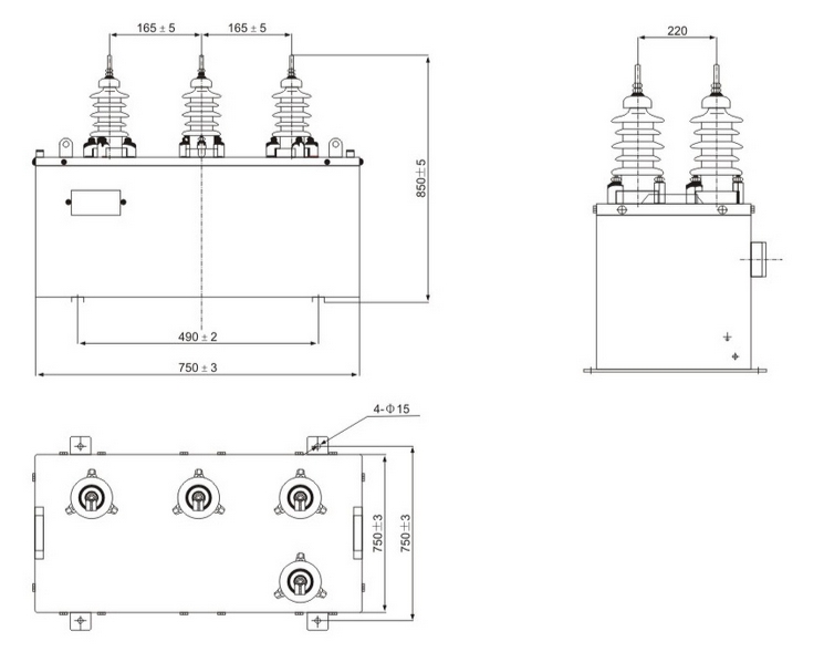 JSZW-10KV Three-Phase Outdoor Epoxy Resin Voltage Transformer Metering Thomas Electric JSZW 10 Three Phase Outdoor Epoxy Resin Cast Voltage Transformer outline