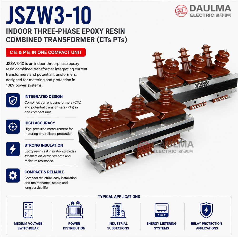 JSZW3-10 indoor three-phase epoxy resin combined transformer (CTs PTs) Thomas Electric JSZW3 10KV