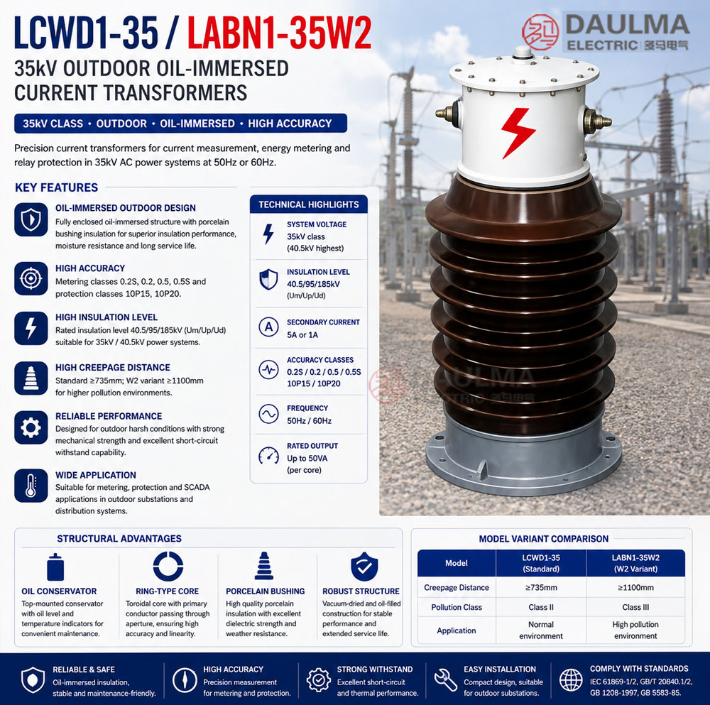 LCWD1-35 LABN1-35W2 35kV buitelug olie-geïmmersiseer stroomtransformators Thomas Electric LCWD1 35
