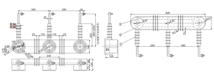 LJ-ZW3/ZW43-10(12) Zero-Sequence Protection Current Transformer Thomas Electric LJ ZW3 1012 LJ ZW43 Current Transforme Outline and Dimensions of Installation