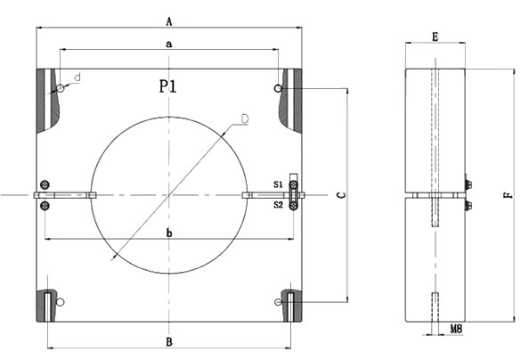 LJK-φ100~φ240 Zero-Sequence Current Transformer Thomas Electric LJK 100240 Cast Resin High Precision Zero Sequence Current Transformer Outline and Installation Dimensions