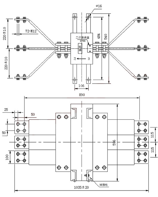 LJM-1, LJM-2, LJM-3, LJM-3 busbar-type zero-sequence current transformers Thomas Electric LJM 123 Bus Type Zero Sequence Current Transformer indoor Outline and Dimensions of Installation 3l