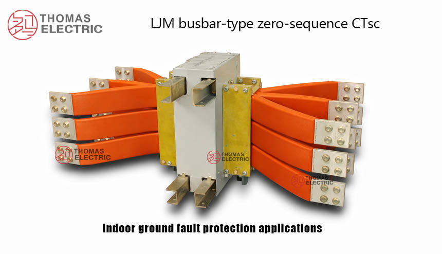 LJM-1, LJM-2, LJM-3, LJM-3 busbar-type zero-sequence current transformers Thomas Electric LJM bus type Zero Sequence Current Transformer show