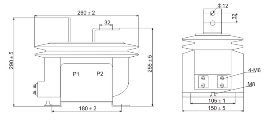LZJC 10KV CT Outline TYPELZCJ 10Q，LZJC 10G CT