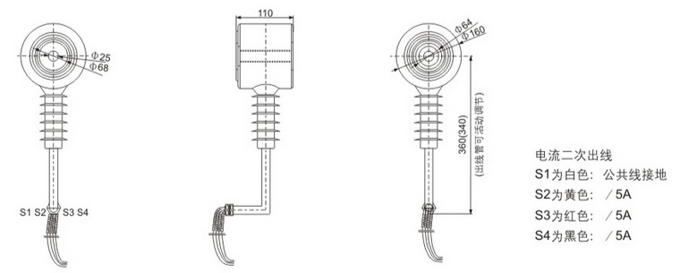 LZW43-10, LJ-ZW32-10(12) Outdoor Current Transformers for ZW32/ZW43 Circuit Breakers Thomas Electric LZW43 10 LJ ZW32 1012 Current Transforme outline 2