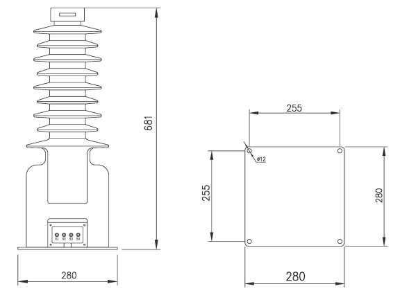 LZZW 35kv Fully Enclosed Casting Resin Current Transformer outline