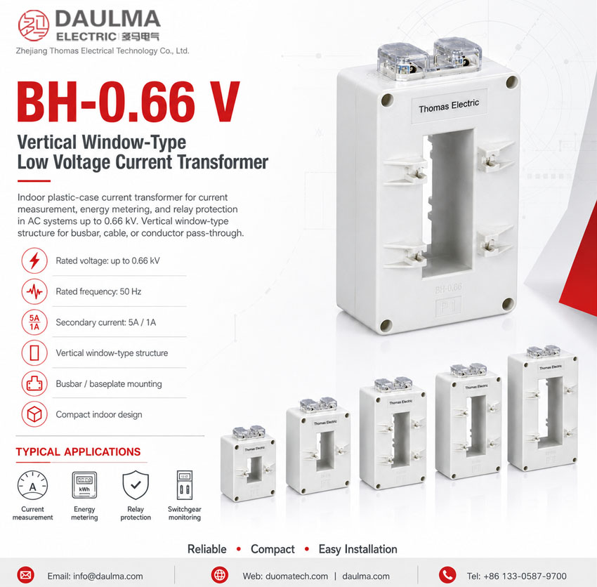BH-0.66 V vertikale venster-tipe stroomtransformator, plastiek behuising Thomas Electric BH 0.66 V Current Transformer ad image
