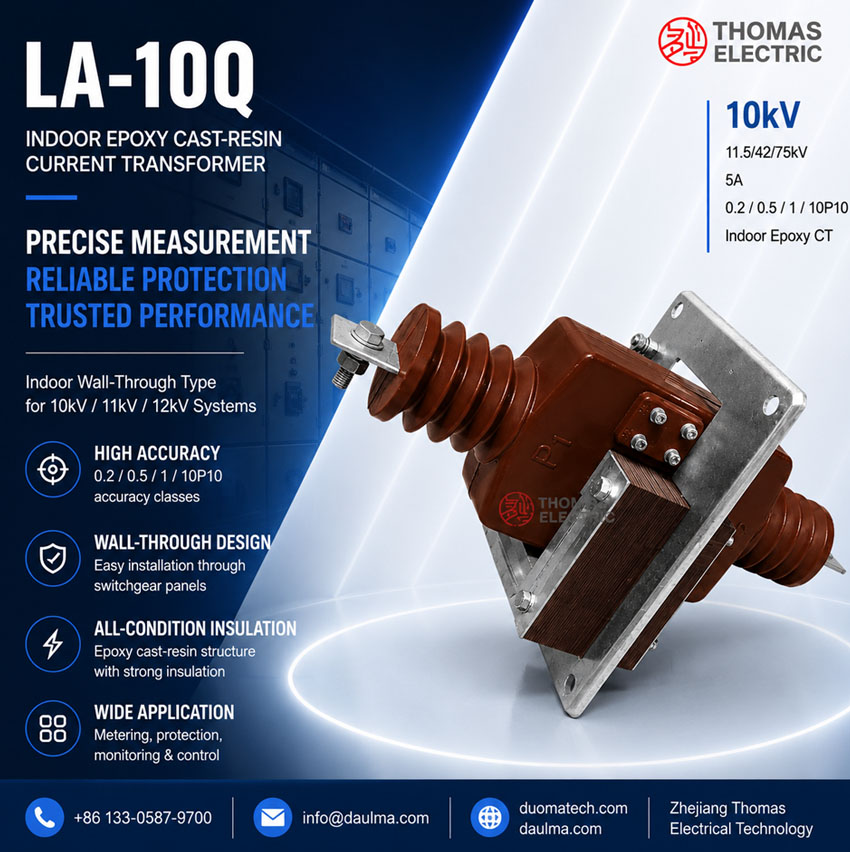 LA-10Q، LFZ-10Q، LFZB1-10Q دیوار سے گزرنے والا کاسٹ ریزن کرنٹ ٹرانسفارمر Thomas Electric LA 10Q
