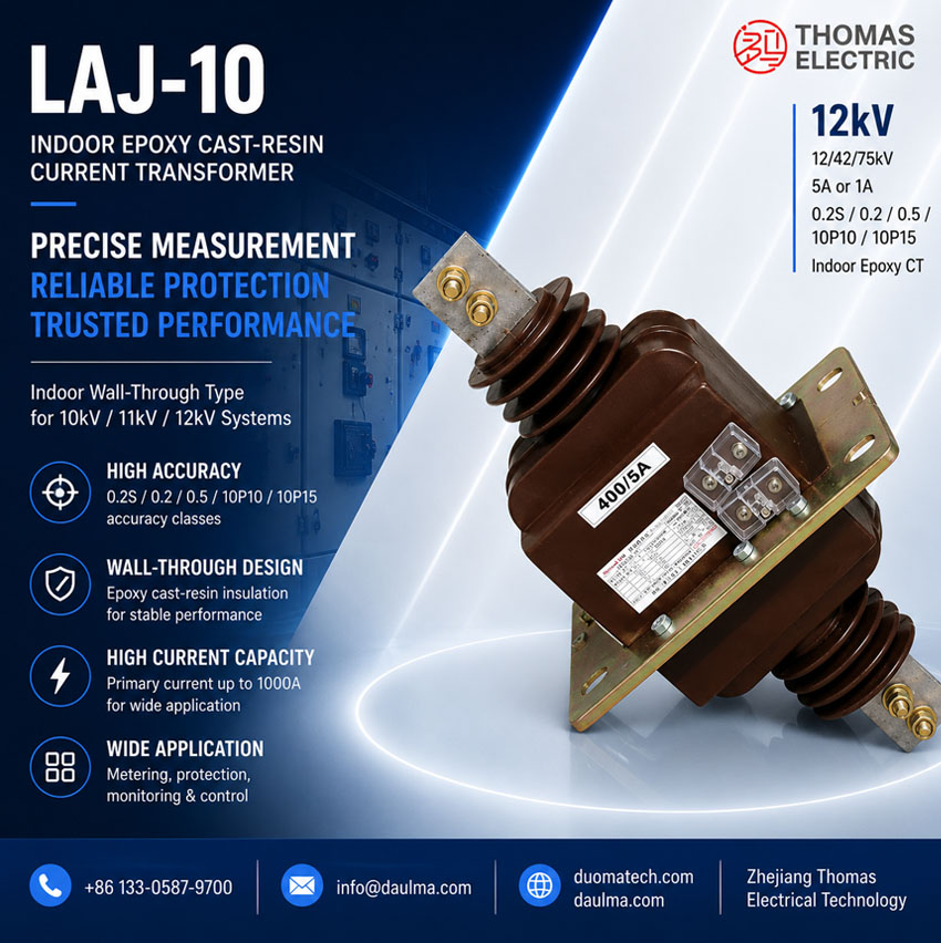 LAJ-10 / LFZBJ-10 Kipima ya Sasa ya Epoxy Cast-Resin ya Aina ya Ukuta-Mtini Thomas Electric LAJ 10