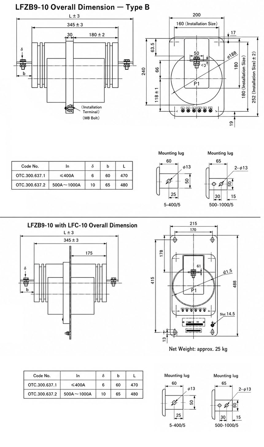 LFDZ2 10 Indoor Wall Through Epoxy Resin Cast Current Transformer installation size 2