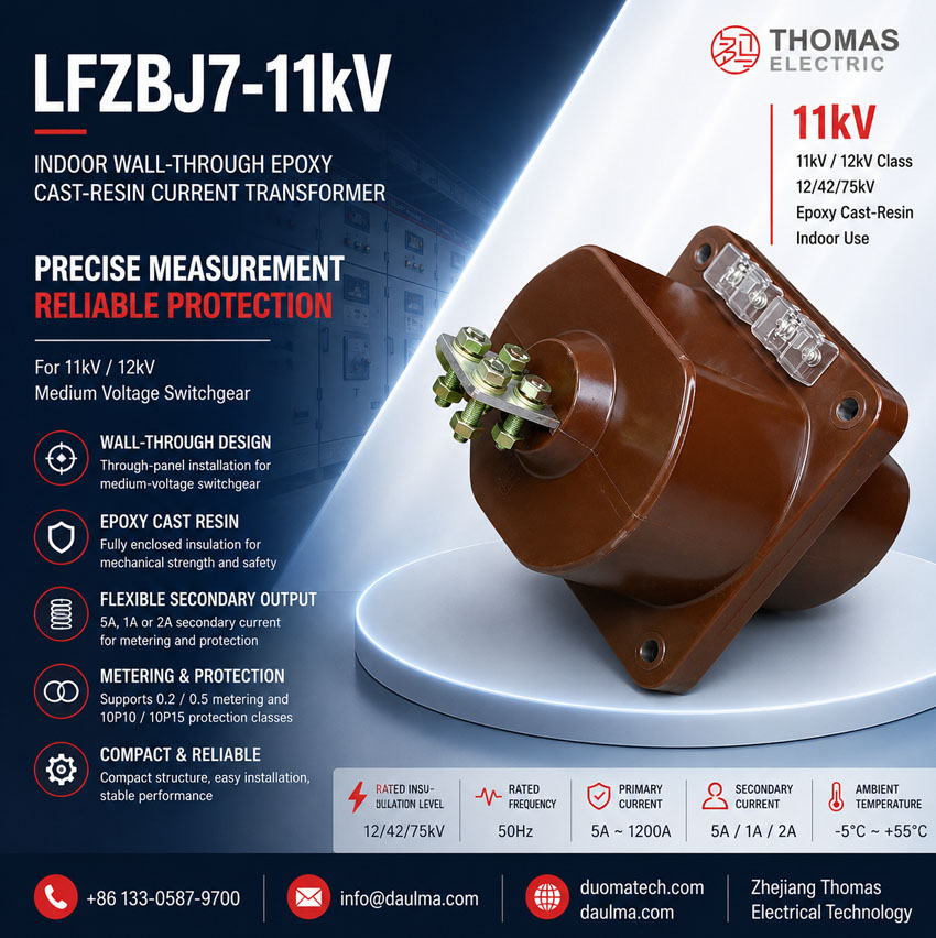LFZBJ7-11kV Binnenshuis Muurdeur Epoxy Giet-hars Stroomtransformator Thomas Electric LFZBJ7 11