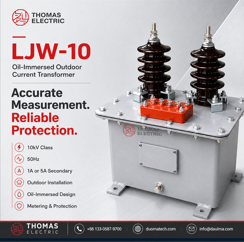 LJW-10, LJWD-12, 13,8 kV Olie-geïmmersseerde staalbehuiste buite-lugstroomtransformator Thomas Electric LJW 10 1