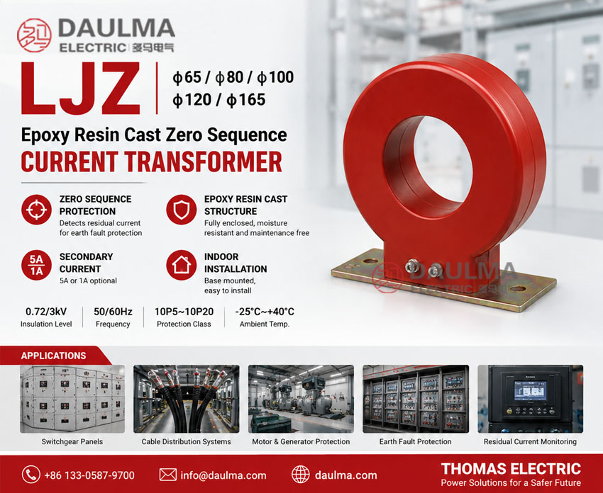 LJZ-φ65, φ80, φ100, φ120, φ165 Epoksiehars Gegote Nulvolgorde Stroomtransformator Thomas Electric LJZ 65 75