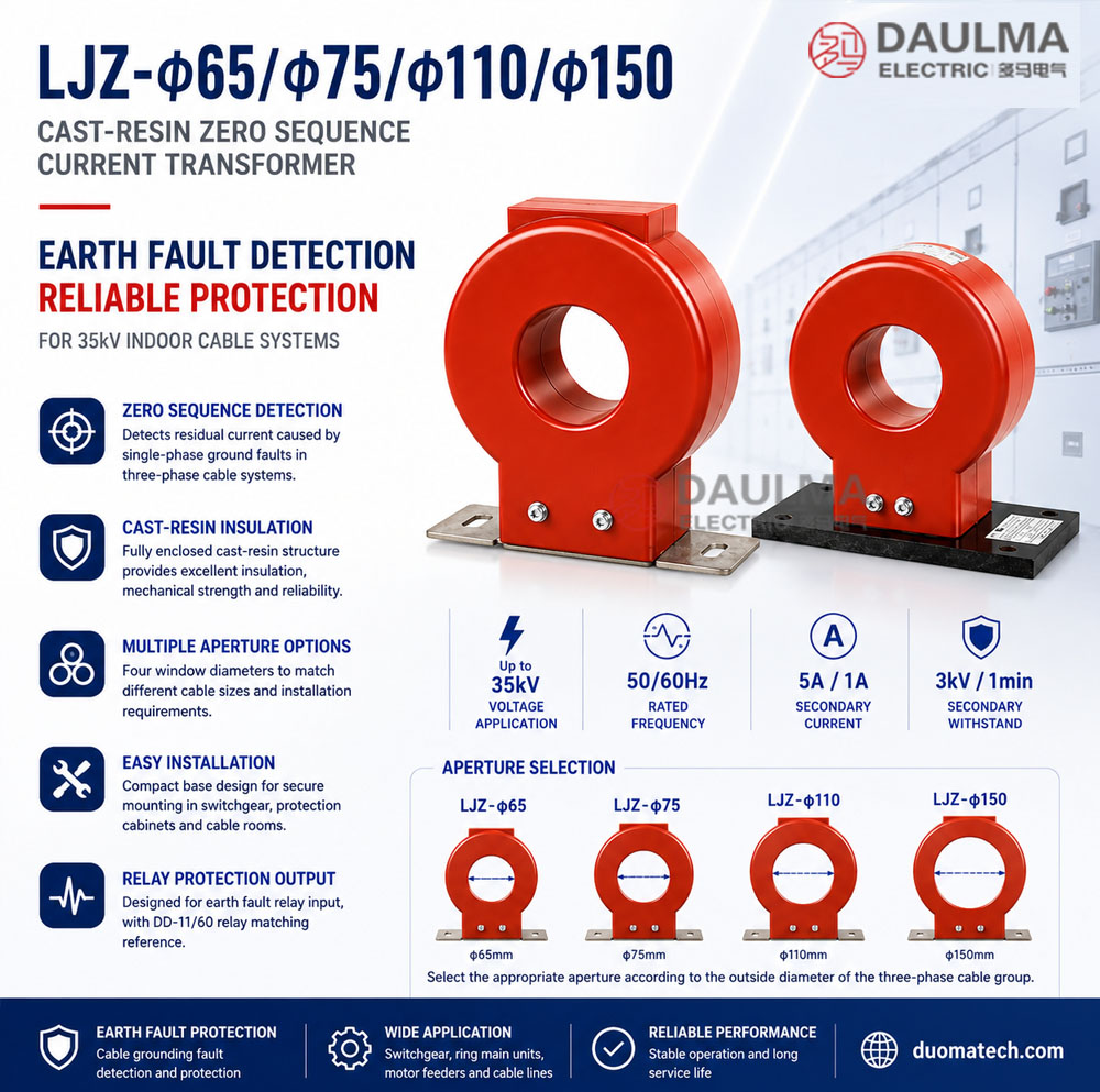 LJZ-φ65, φ75, φ110, φ150 Transformer ya Sasa ya Mpangilio Sifuri ya Cast-resin Thomas Electric LJZ 65
