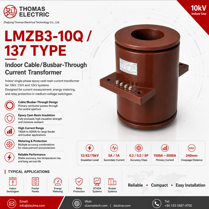 LMZB3-10Q/137 ایپوکسی کاسٹ ریزن کیبل بسبار تھرو کرنٹ ٹرانسفارمر Thomas Electric LMZB3 10Q