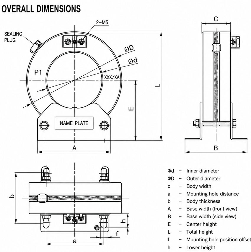 LXK 120 open type ct installlation size