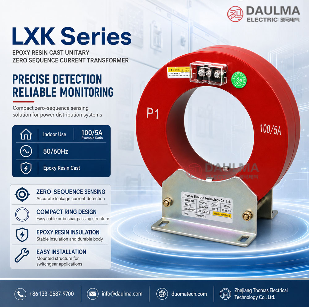 LXK Series Epoxy Resin Cast Unitary Zero Sequence Current Transformer Thomas Electric LXK Series
