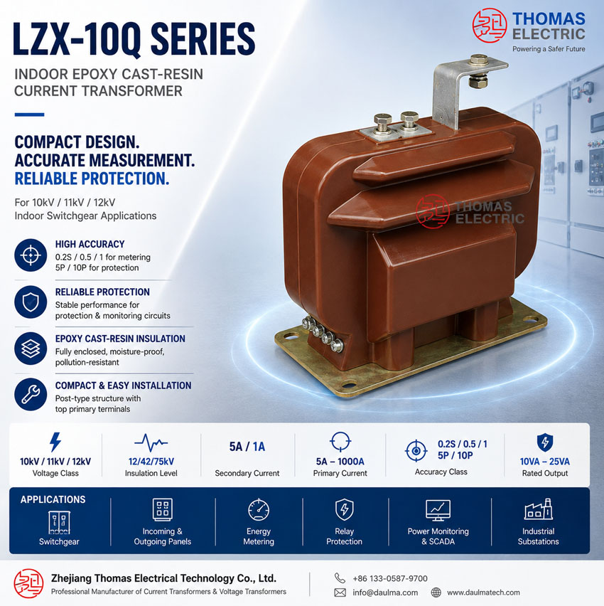 LZX-10Q-reeks binnenshuis epoksie gegote stroomtransformator Thomas Electric LZX 10Q