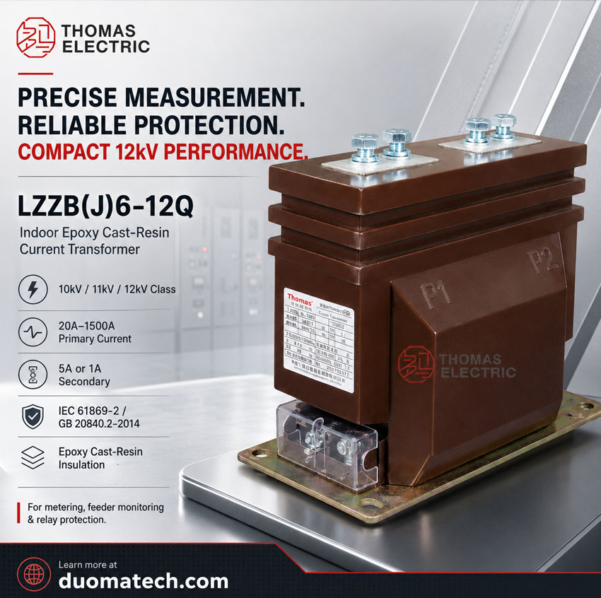LZZBJ6-12Q / LZZJB6-12Q انڈور ایپوکسی کاسٹ ریزن کرنٹ ٹرانسفارمر Thomas Electric LZZBJ6 12Q