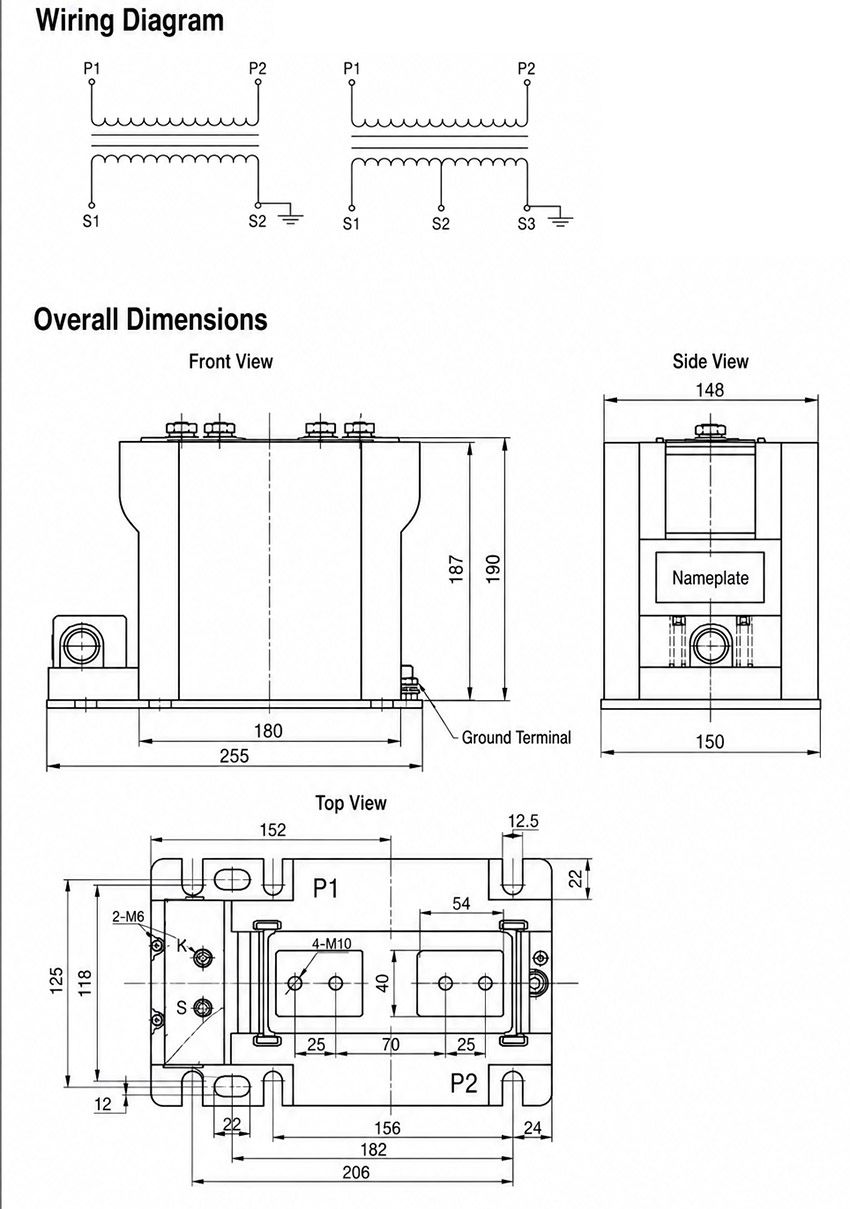 LZZ-10 (AK12) Post-Type Epoxy Cast-Resin Current Transformer Installation and Dimensions