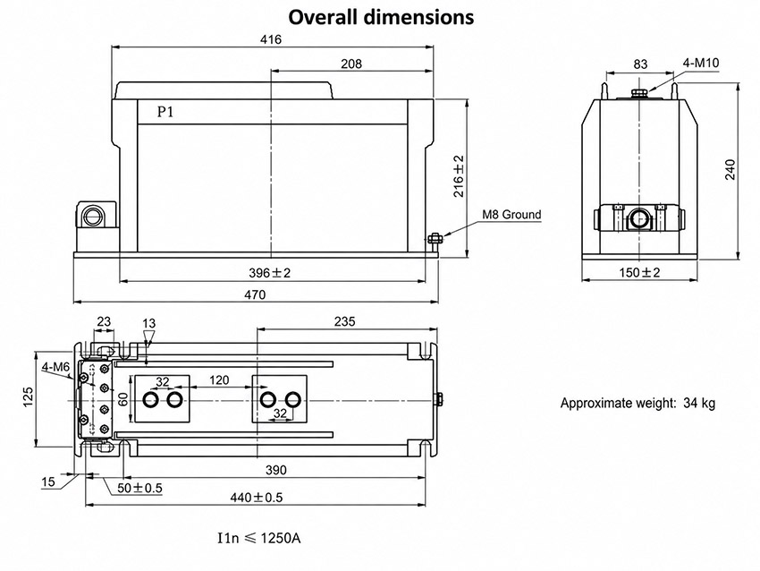 LZZBJ9-12/150b/4S, AS12/150b/4S Epoxidharz-Guss-Stromwandler Montage und Abmessungen