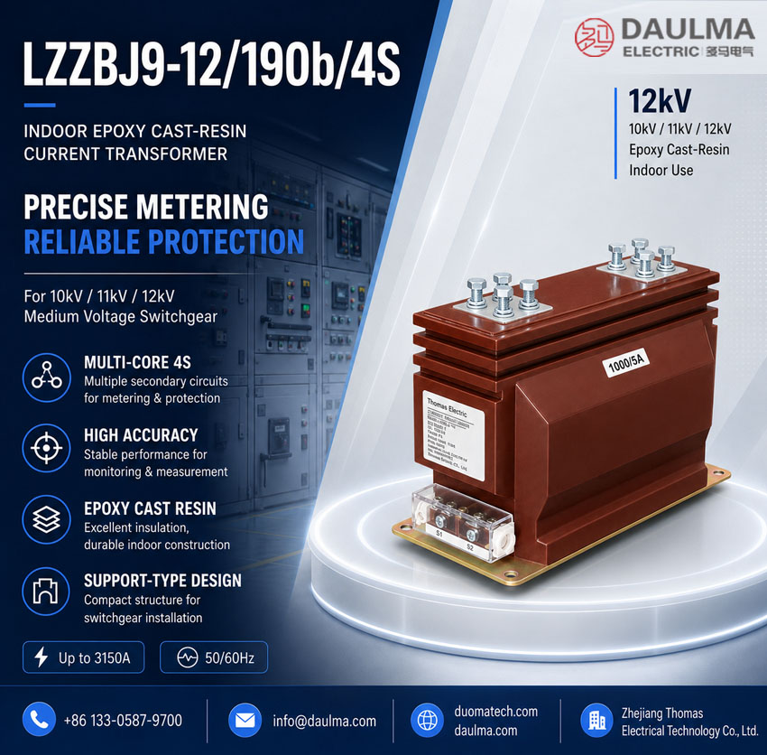 LZZBJ9-12/190b/4S, AS12 Ichki qurilishli epoksidli to'kma tok transformatori Thomas Electric LZZBJ9 12 190b 4s