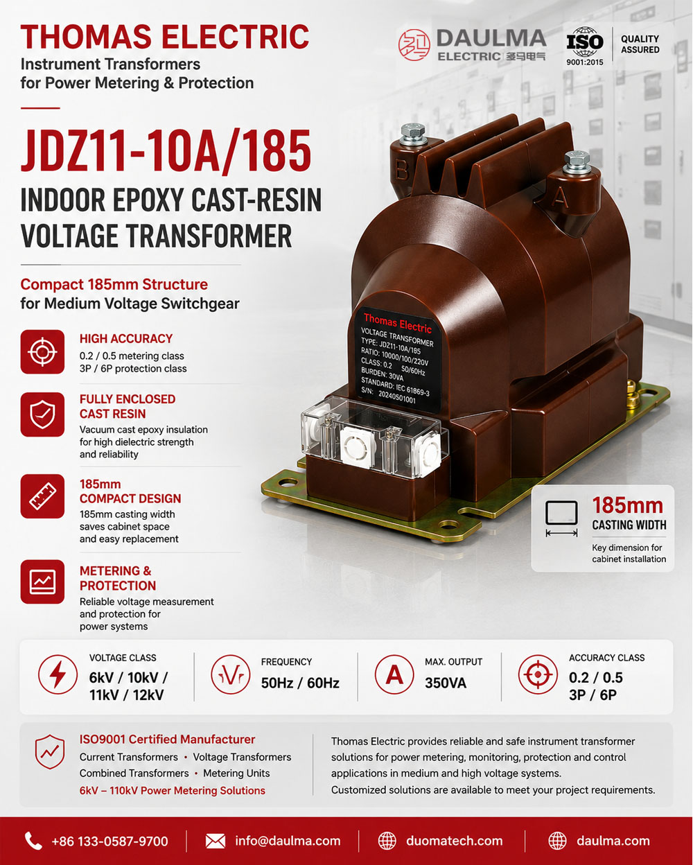 JDZ11-10A/185 / UNZ10 Indoor Fully Enclosed Epoxy Cast-Resin Voltage Transformer Thomas Electric JDZ11 101 85 UNZ10 Current Transformer ad image