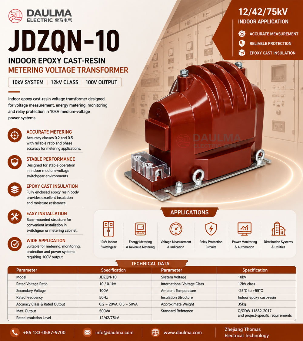 JDZQN-10 Indoor Epoxy Cast-Resin Metering Voltage Transformer Thomas Electric JDZQN-10 Indoor Epoxy Cast-Resin Metering Voltage Transformer Product Display