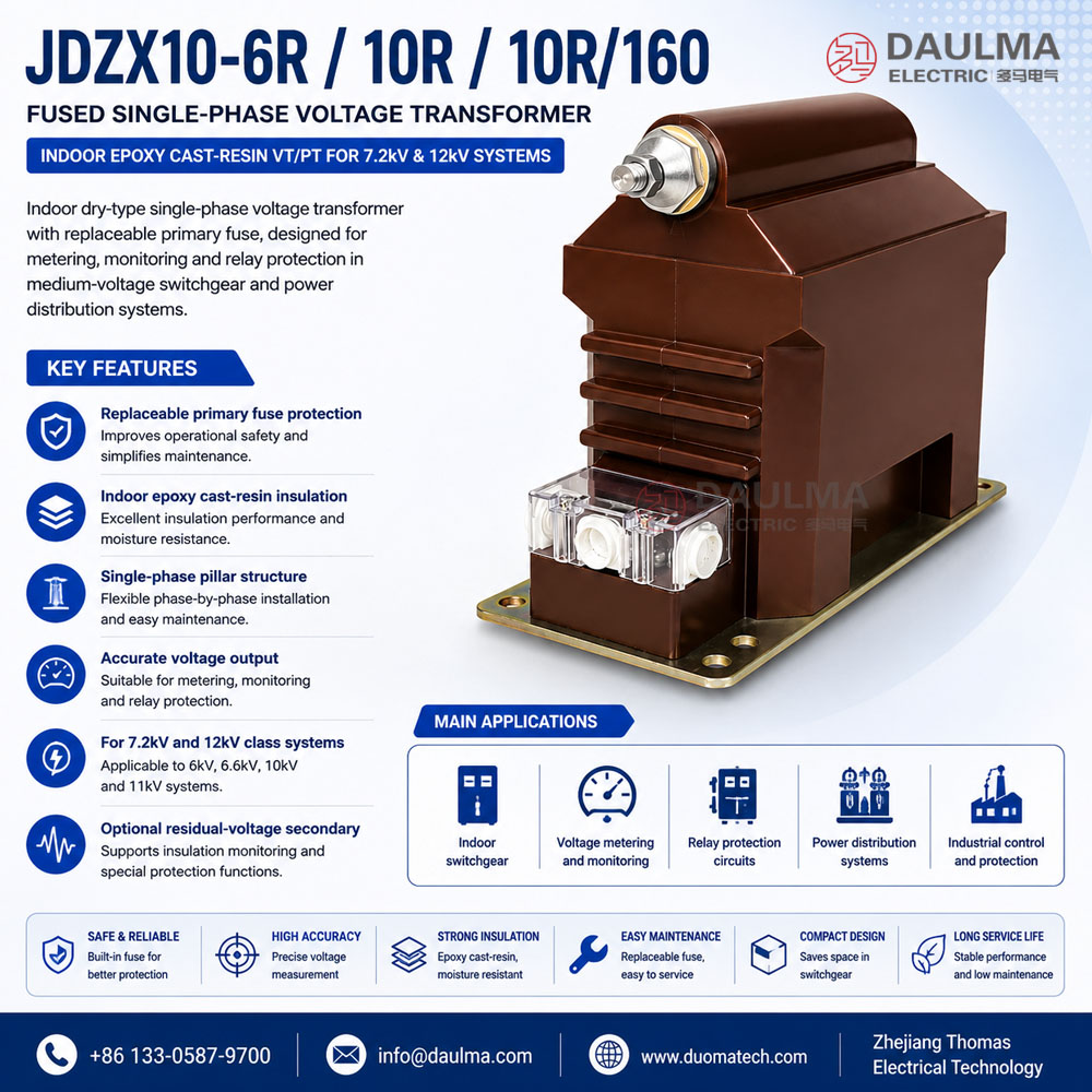 JDZX10-6R / JDZX10-10R Fused Single-Phase Voltage Transformer Thomas Electric JDZX10 6R 10R 160 Fused Dry Type Single Phase Voltage Transformer with fuse display product and ad image