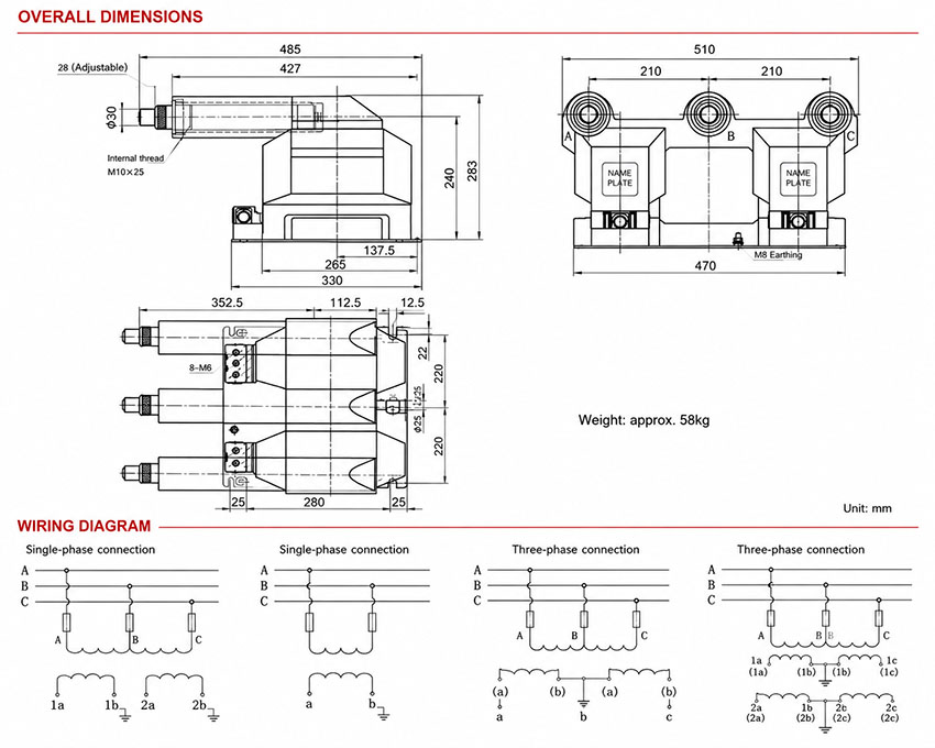 JDZX15-10R / JSZV15-10R Fused Epoxy Cast-Resin Voltage Transformer Thomas Electric JDZX15-10R / JSZV15-10R Fused Epoxy Cast-Resin Voltage Transformer Terminal Marking