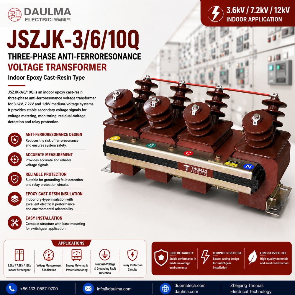 JSZJK-3/6/10Q ሦስት-ደረጃ የአንቲ-ፈሮሬዞናንስ ቮልቴጅ ትራንስፎርመር Thomas Electric JSZJK 3、6、10Q Current Transformer display and ad image