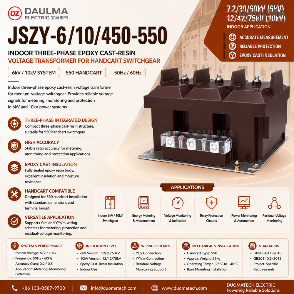 JSZY-6, JSZY-10/450-550 Three-Phase Epoxy Cast-Resin Voltage Transformer Product Display