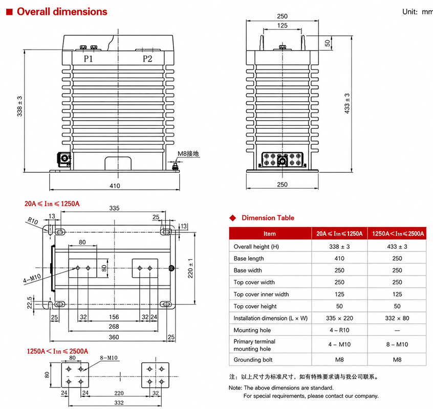 LZZBJ9-35/250, LZZB8-35Q Indoor Epoxy Cast-Resin Current Transformer Thomas Electric LZZBJ9-35/250, LZZB8-35Q Indoor Epoxy Cast-Resin Current Transformer Installation and Dimensions