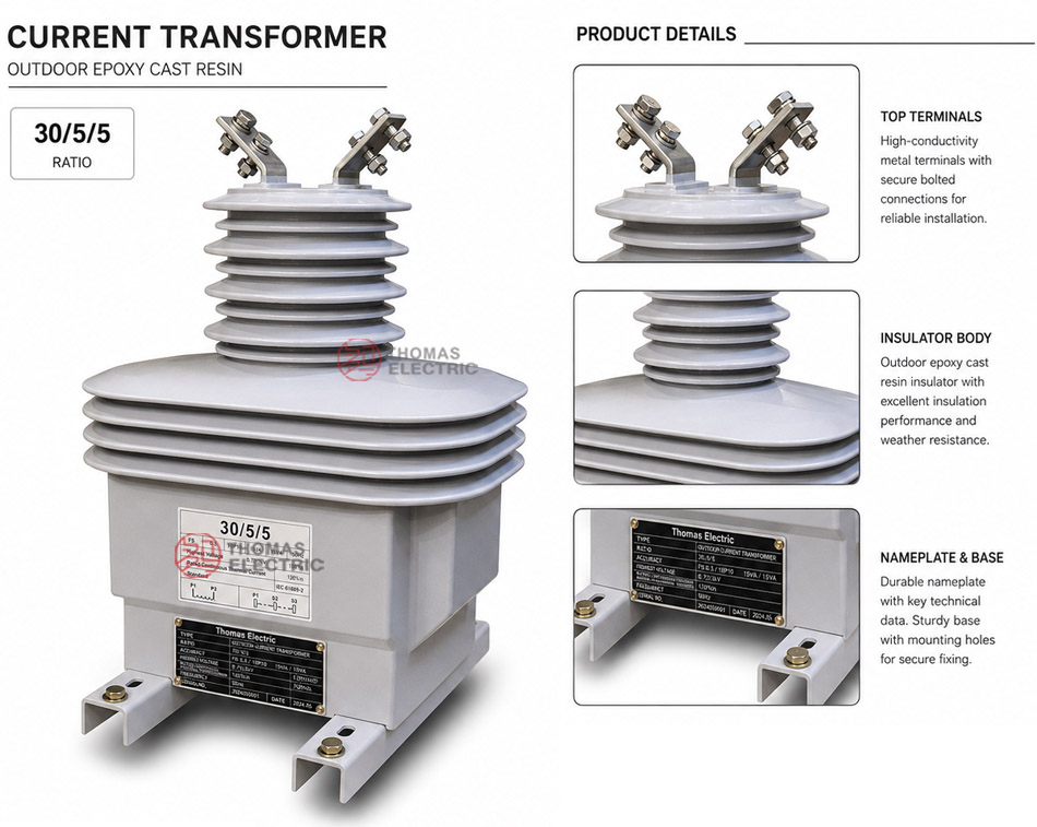 LZZBW1-35, LZZBW2-35Q Outdoor Current Transformer Thomas Electric LZZBW1-35, LZZBW2-35Q Outdoor Epoxy Resin Cast Current Transformer Product Display