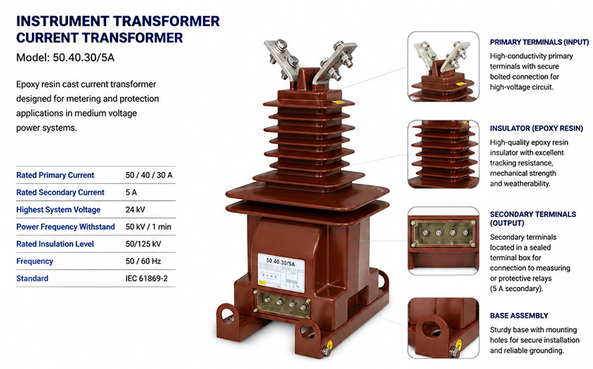 LZZW-20/24 Outdoor Single-Phase Epoxy Resin Current Transformer Thomas Electric LZZW 20 24 Current Transformer display