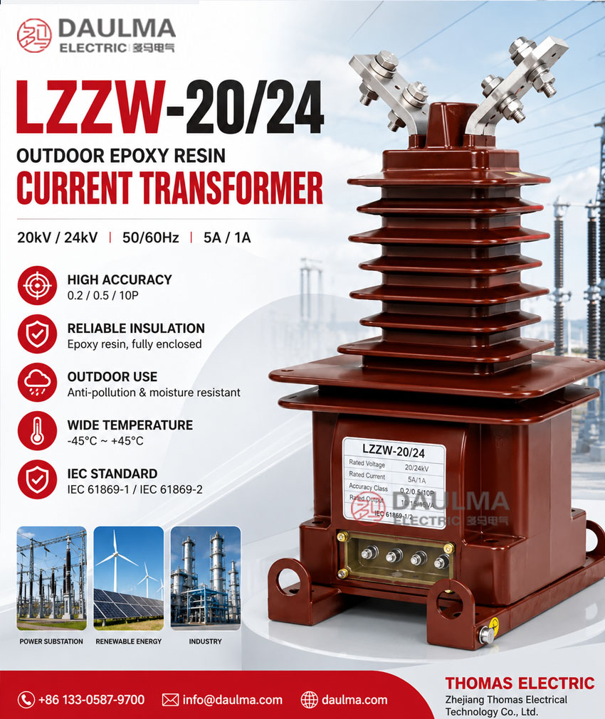 LZZW-20/24 የውጭ አንድ-ደረጃ ኤፖክሲ ሪዚን የአሁን ትራንስፎርመር Thomas Electric LZZW 20 24
